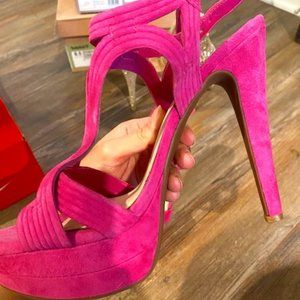 Jessica Simpson Suede Salem Platform Sandals in Magenta--NEW WITHOUT TAGS!